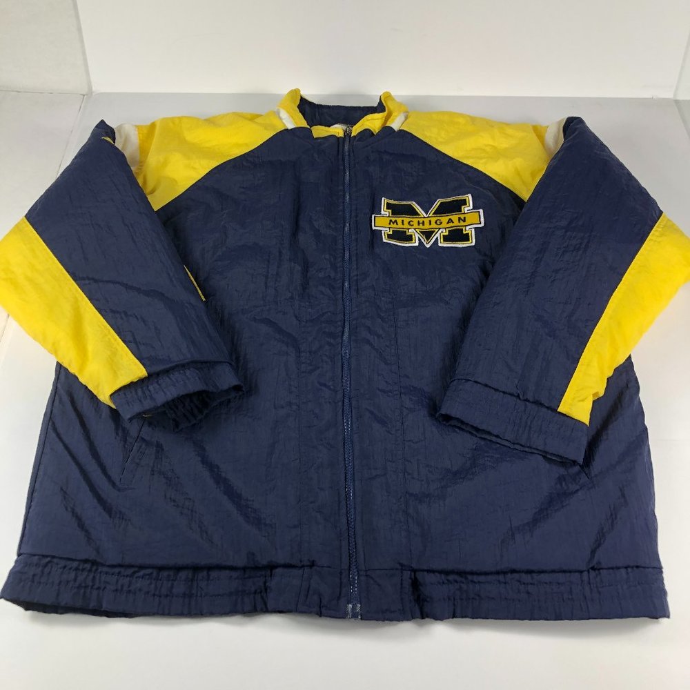 VTG 90s Apex One Michigan Wolverines Jacket Adult Extra Large Blue Full Zip Coat